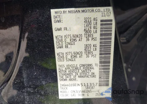 2018 Nissan Titan Sl from USA, damaged, VIN 1N6AA1E60JN511357